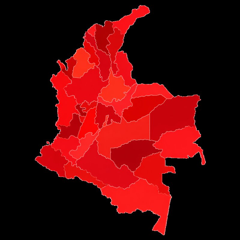 Mapa de Colombia con departamentos con jornadas de tamizaje